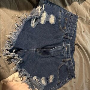 SHEIN Blue High-Waisted Jean Shorts